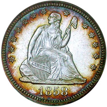 1858 Seated Liberty Quarter